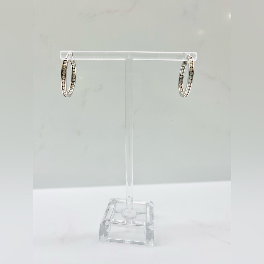 925 Silver and cubic zirconia hoop earrings, NEW